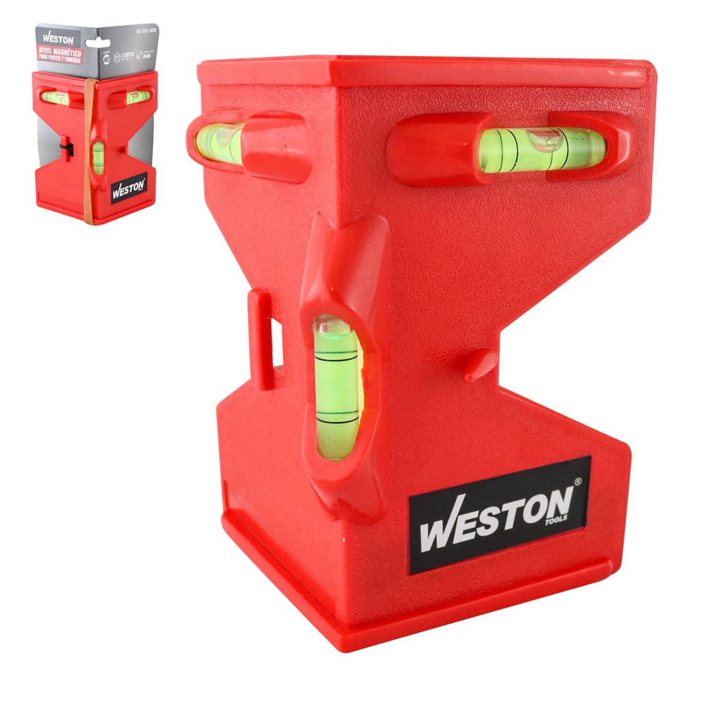 NIVEL MAGNETICO PARA POSTES Y TUBERIAS CUERPO ABS (CAJA C/10 PZAS - PRECIO X PIEZA)