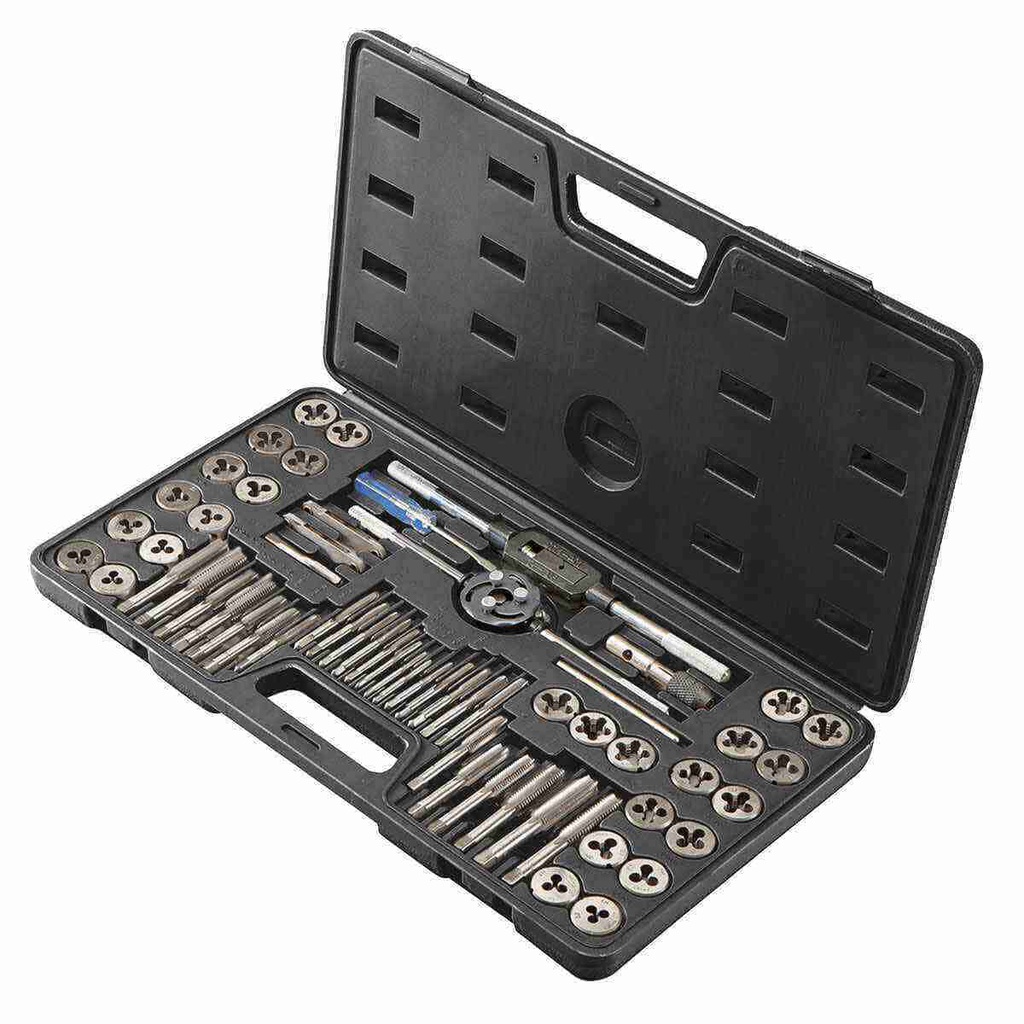 JUEGO MACHUELOS Y DADOS 60 PCS.METRICA Y FRACC. ACERO AL CARBON