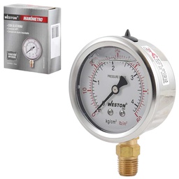 [W-10220] MANOMETRO GLICERINA 2 1/2" 1/4" NPT 21KG/300LB