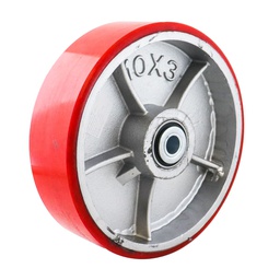 [Y-1039-250] RUEDA FIERRO VACIADO C/PU ROJA 10X3" C/BALERO