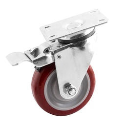 [Y-1048-100] RODAJA MARRON PU GIRA. C/FRENO TOTAL 4X1-1/4"