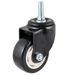 [Y-2041-50] RODAJA DE PVC NEGRO GIRATORIA C/ESPIGA ROSCADA 2" (50X26MM)