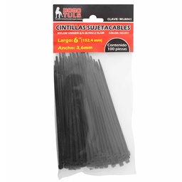 [WL8041] CINTILLA SUJETACABLE 6" NEGRA C/100