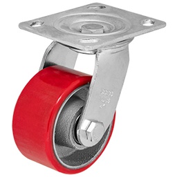 [ZF5062] RODAJA FIERRO PU ROJO GIRATORIA 4"