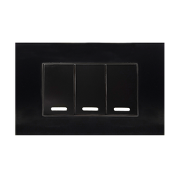 [8843915] APAGADOR TRIPLE CON PLACA DE ACRILICO NEGRO 24MM 250V~ 10A