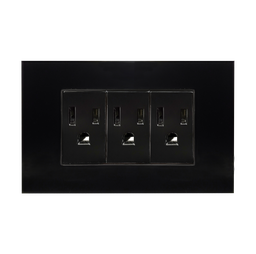 [8843930] CONTACTO TRIPLE ATERRIZADO CON PLACA DE ACRILICO NEGRO 72MM