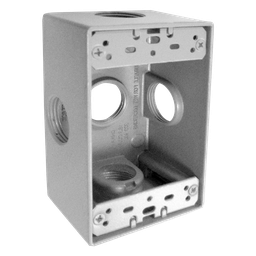 [9840040] CAJA RECTANGULAR DE ALUMINIO TIPO X CON 5 ORIFICIOS DE 3/4”