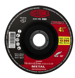 [-560] DISCO DESBASTE METAL AUSTROMEX T27 HUM 4 1/2 x 1/4 x 5/8"-11H