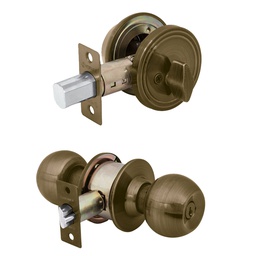 [23617] Combo cerraduras, llave-mariposa, laton antiguo,Hermex Basic