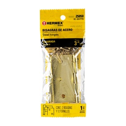 [25050] Bolsa con 2 bisagras cuadradas 3', acero latonado, Basic