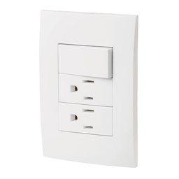 [46489] Placa armada 2 contactos e interruptor, linea Oslo, blanco