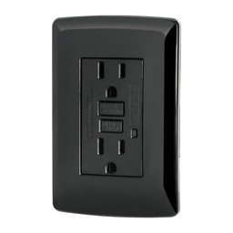 [47589] Contacto duplex falla a tierra GFCI, negro, linea Italiana