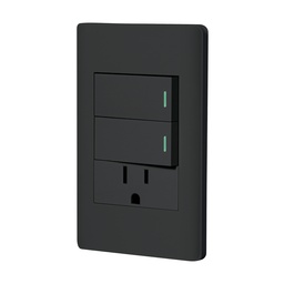 [47900] Placa armada negra 2 interruptores y contacto 1 mod,Lisboa