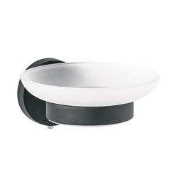 [45966] Jabonera metalica negro con plato de vidrio, Foset Tubig