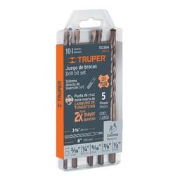 [102364] Juego de 5 brocas para concreto SDS Plus, Truper