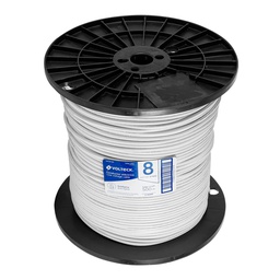 [40115] Metro de cable THHW-LS 8 AWG blanco en carrete de 500 m