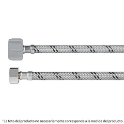 [45499] Manguera p/WC, acero inox, 3/8' x 7/8' tuerca plastica, 35cm