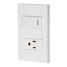 [45590] Placa armada 1 interruptor,1 contacto,1mod, Española, blanco
