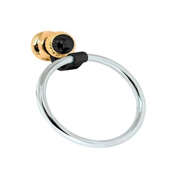 [E360N] TOALLERO DE ARGOLLA NEGRO-ORO