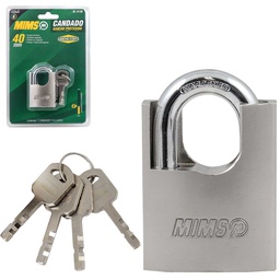 [BL-0140] CANDADO GANCHO PROTEGIDO DE HIERRO 40MM C/4 LLAVES ANTI-GANZUA (CAJA C/6 PZAS - PRECIO X PIEZA)