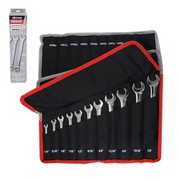 [LC-240] JUEGO DE LLAVES COMBINADAS CrV PULIDO ESPEJO FRACCIONALES &amp; METRICAS 21 PZS 1/4" - 7/8" &amp; 8MM - 18MM