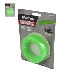 [MS-0270] HILO REDONDO P/DESBROZADORA EN BLISTER 2.0mm X 15m - VERDE
