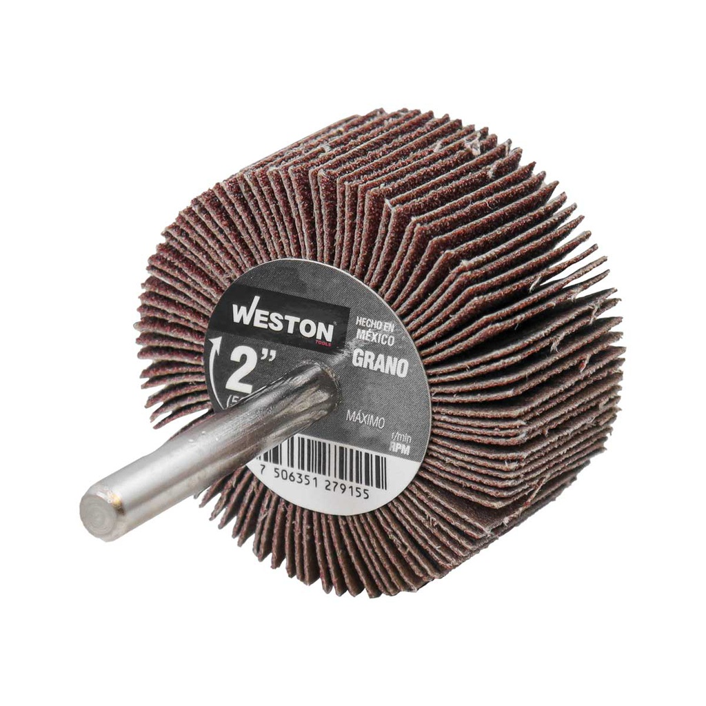 RUEDA FLAP C/VASTAGO A120 3 X 1 X 1/4 (Precio x pieza - Empaque c/5 pzas)