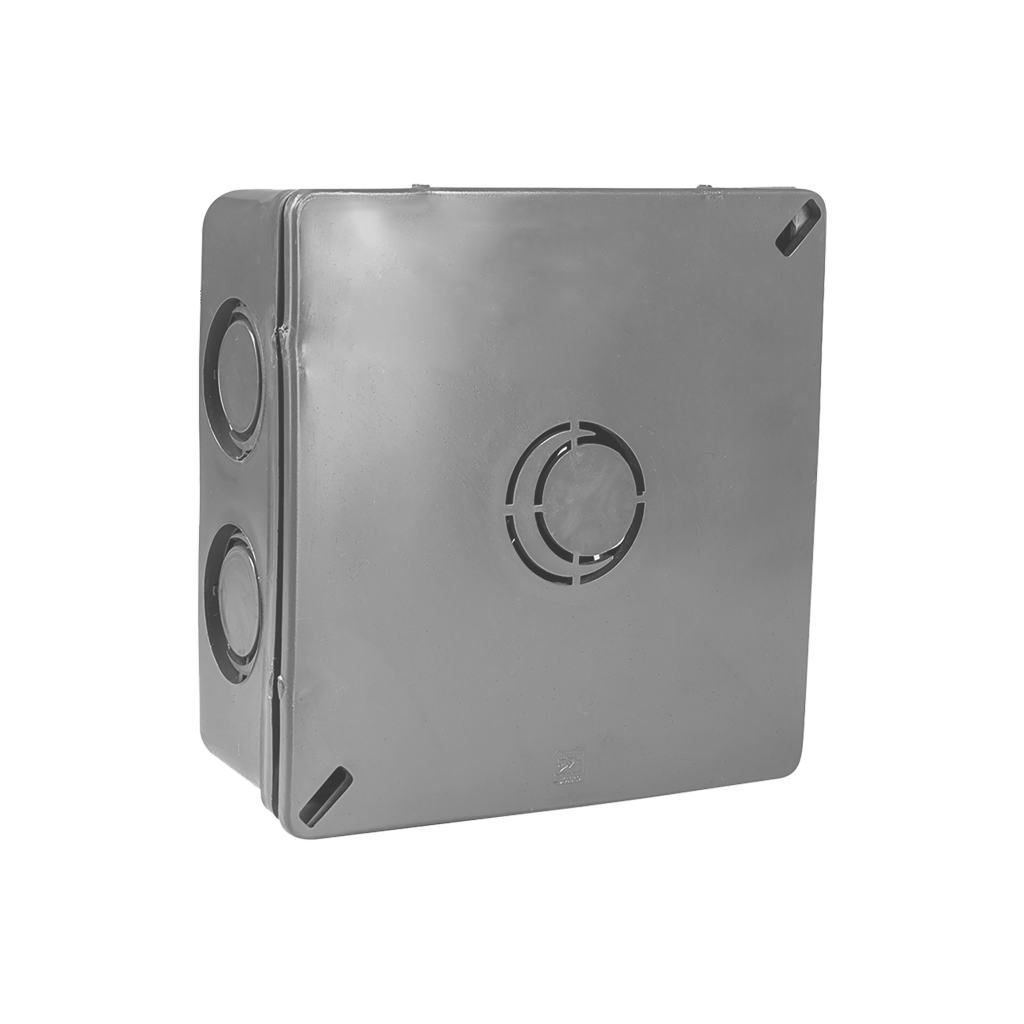 CAJA CUADRADA CON TAPA DE PVC 4X4 GRIS