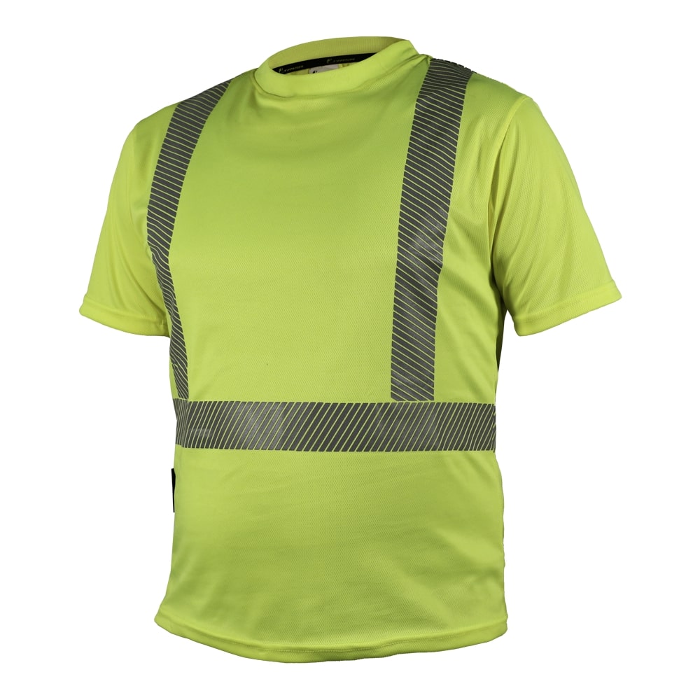 CAMISA ECOFRIENDLY CUELLO REDONDO AMARILLA C/REFLEJANTE T XG.