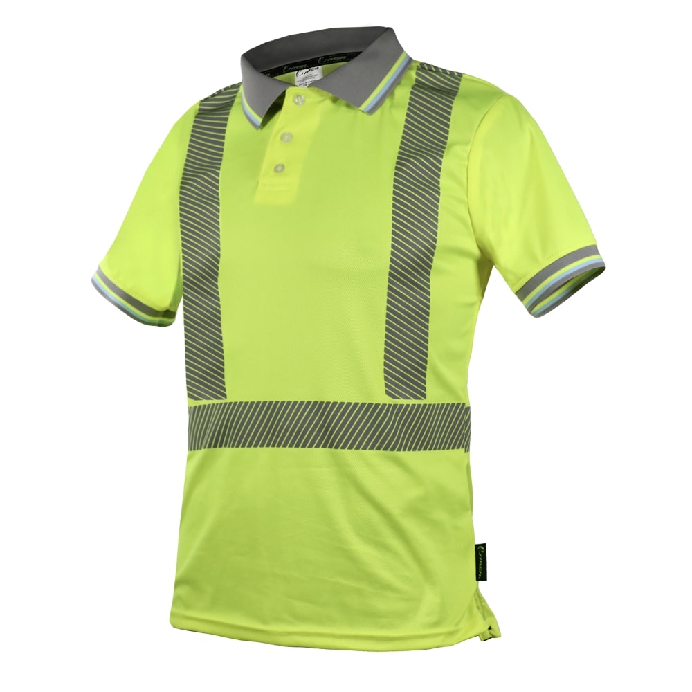 CAMISA ECOFRIENDLY TIPO POLO AMARILLA C/REFLEJANTE T-MD.