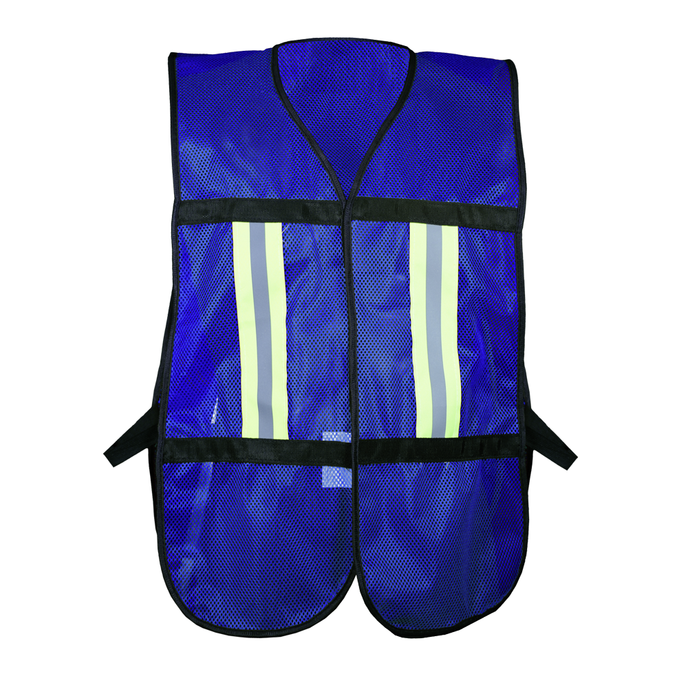 CHALECO ECOFRIENDLY DE MALLA AZUL C/REF TEXTIL BICOLOR 2".