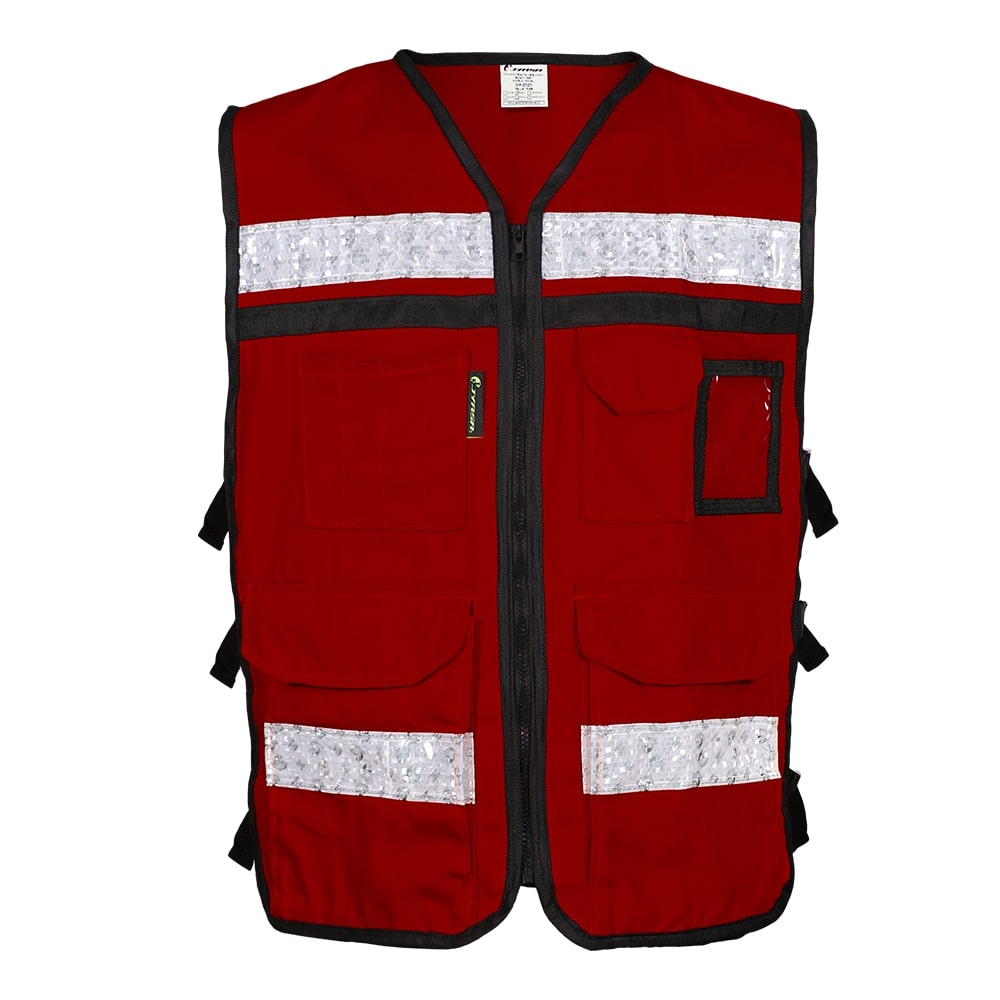 CHALECO RESCATISTA ABIERTO GUINDO 100% ALGODON CON REFLEJANTE TALLA XG