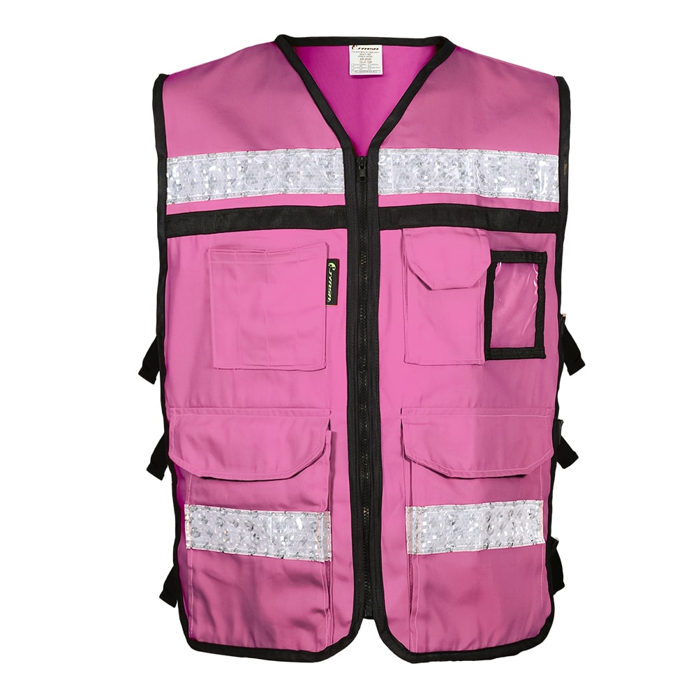 CHALECO RESCATISTA ABIERTO ROSA 100% ALGODON CON REFLEJANTE TALLA XG