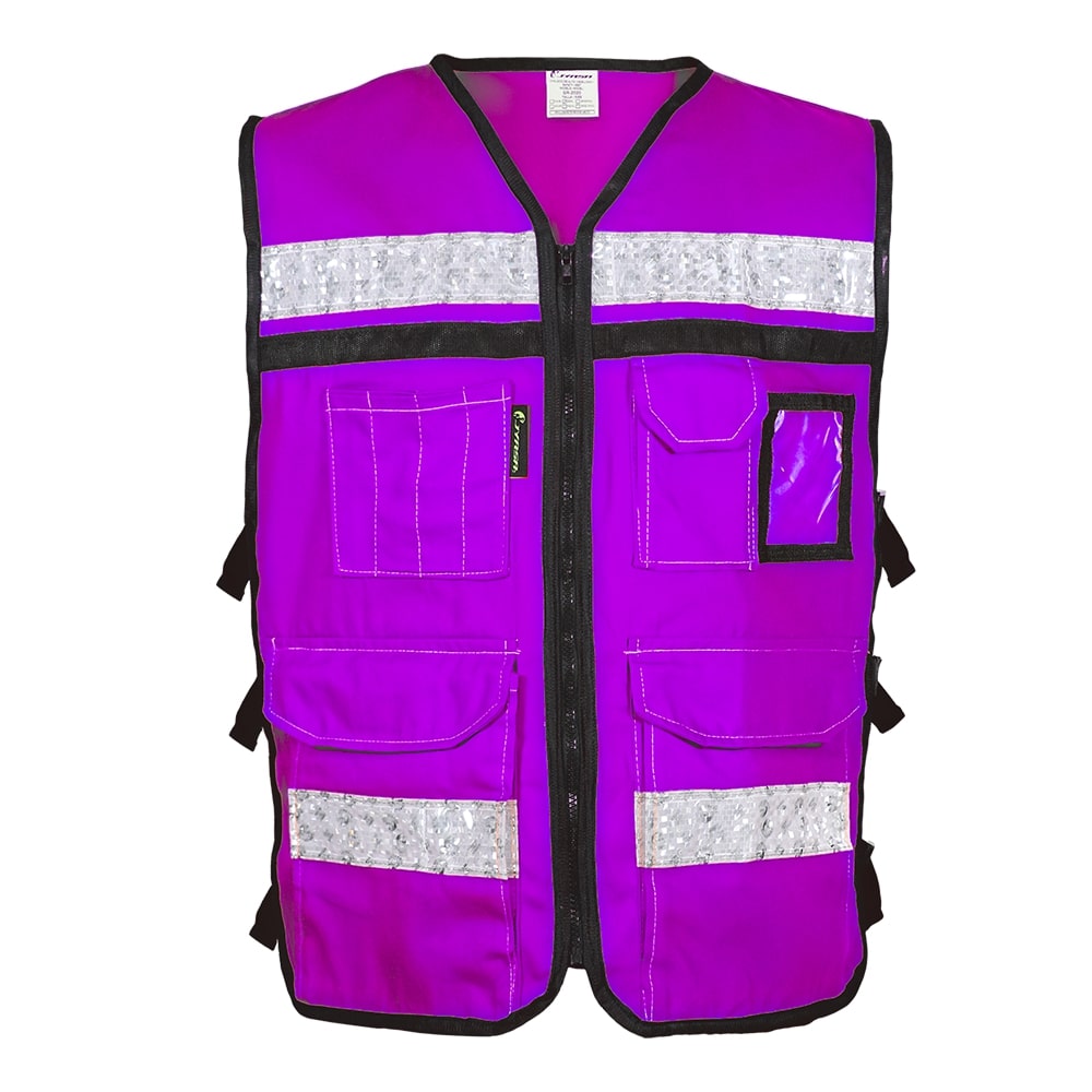 CHALECO RESCATISTA ABIERTO MORADO 100% ALGODON CON REFLEJANTE TALLA XG
