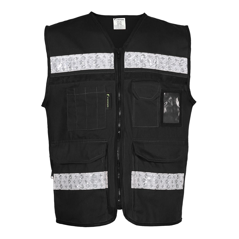 CHALECO RESCATISTA CERRADO NEGRO 100% ALGODON C/ REF TALLA MD