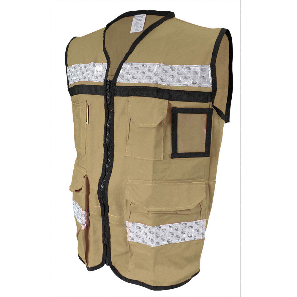 CHALECO RESCATISTA COLOR BEIGE CERRADO, TALLA GRANDE