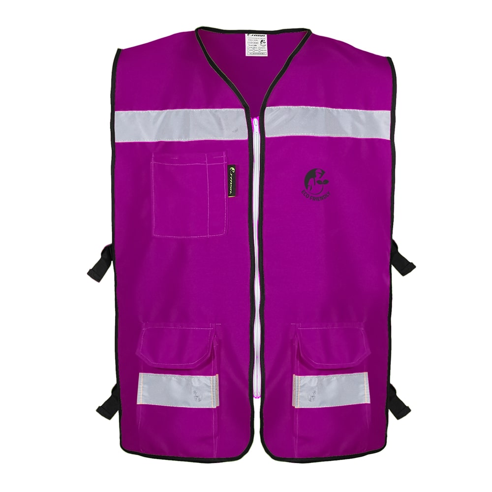 CHALECO RESCATISTA ABIERTO MORADO ALGODON/POLIESTER CON REFLEJANTE TALLA CH