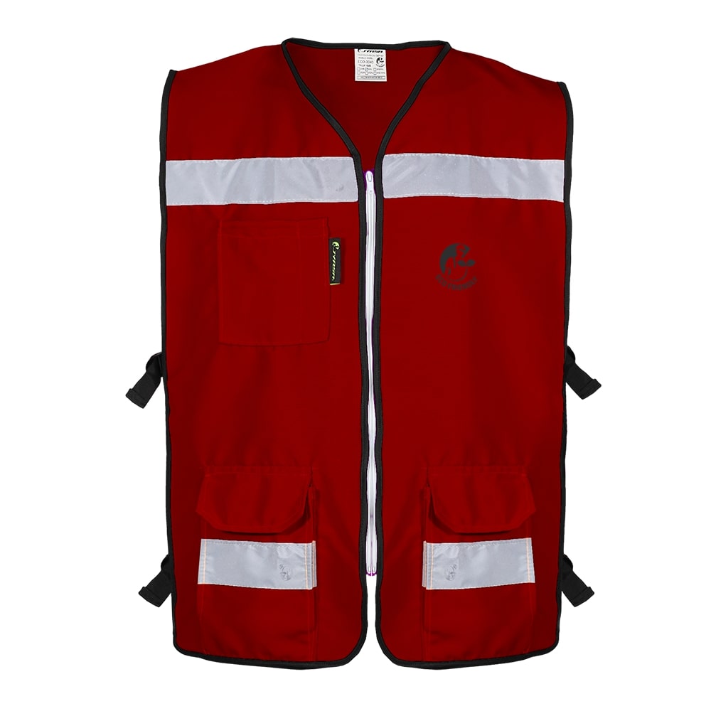 CHALECO RESCATISTA ABIERTO GUINDO ALGODON/POLIESTER CON REFLEJANTE TALLA GD