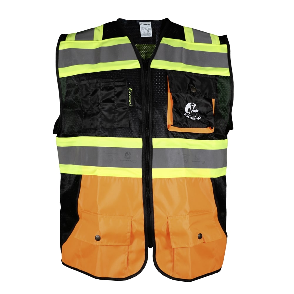 CHALECO DE MALLA NEGRO/ANARANJADO ECOFRIENDLY C/REF BICOLOR AMARILLO 3 T-XG