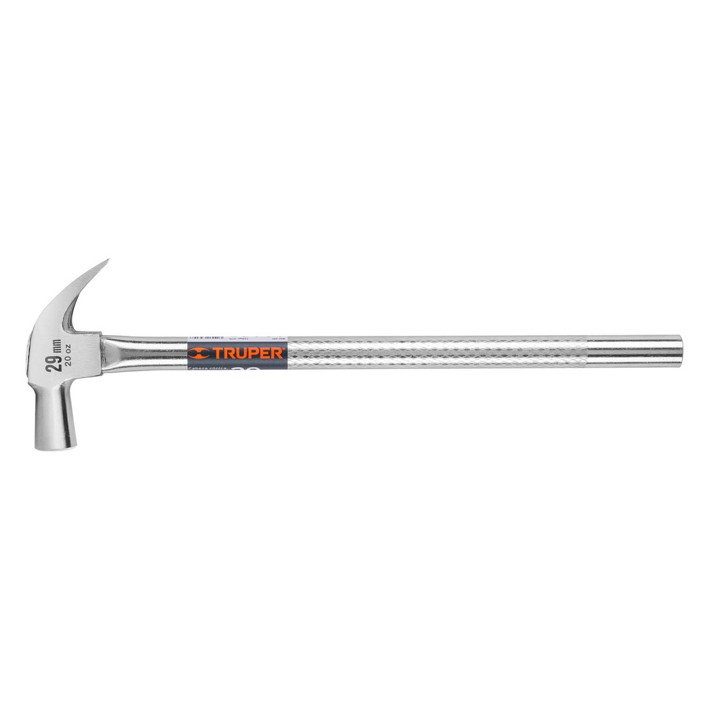 Martillo cabeza conica 29 mm uña curva, mango tubular