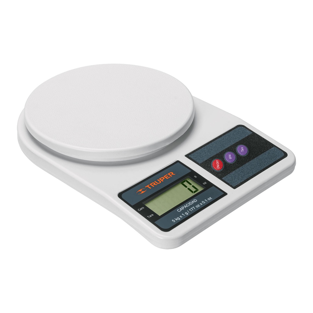 Bascula digital para cocina, plato de ABS, 5 kg, Truper