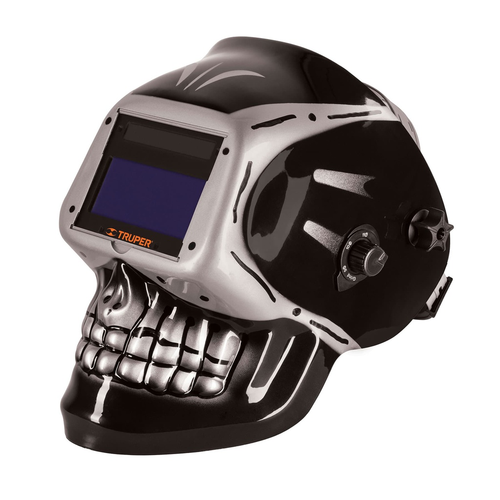 Careta electronica p/soldar, panel digital, calavera, 9 a 13