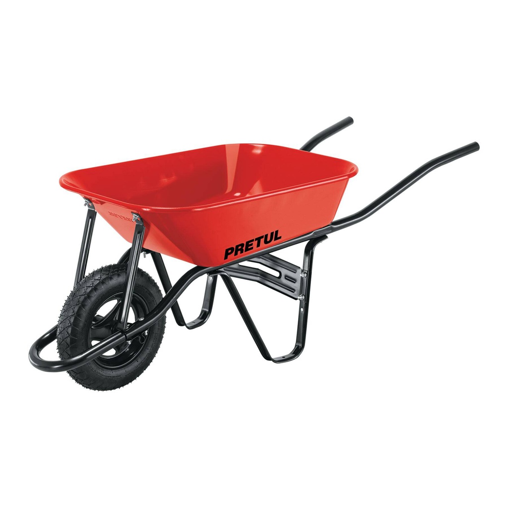 Carretilla 3.5 ft3 roja Neumatica, bastidor tubular, Pretul