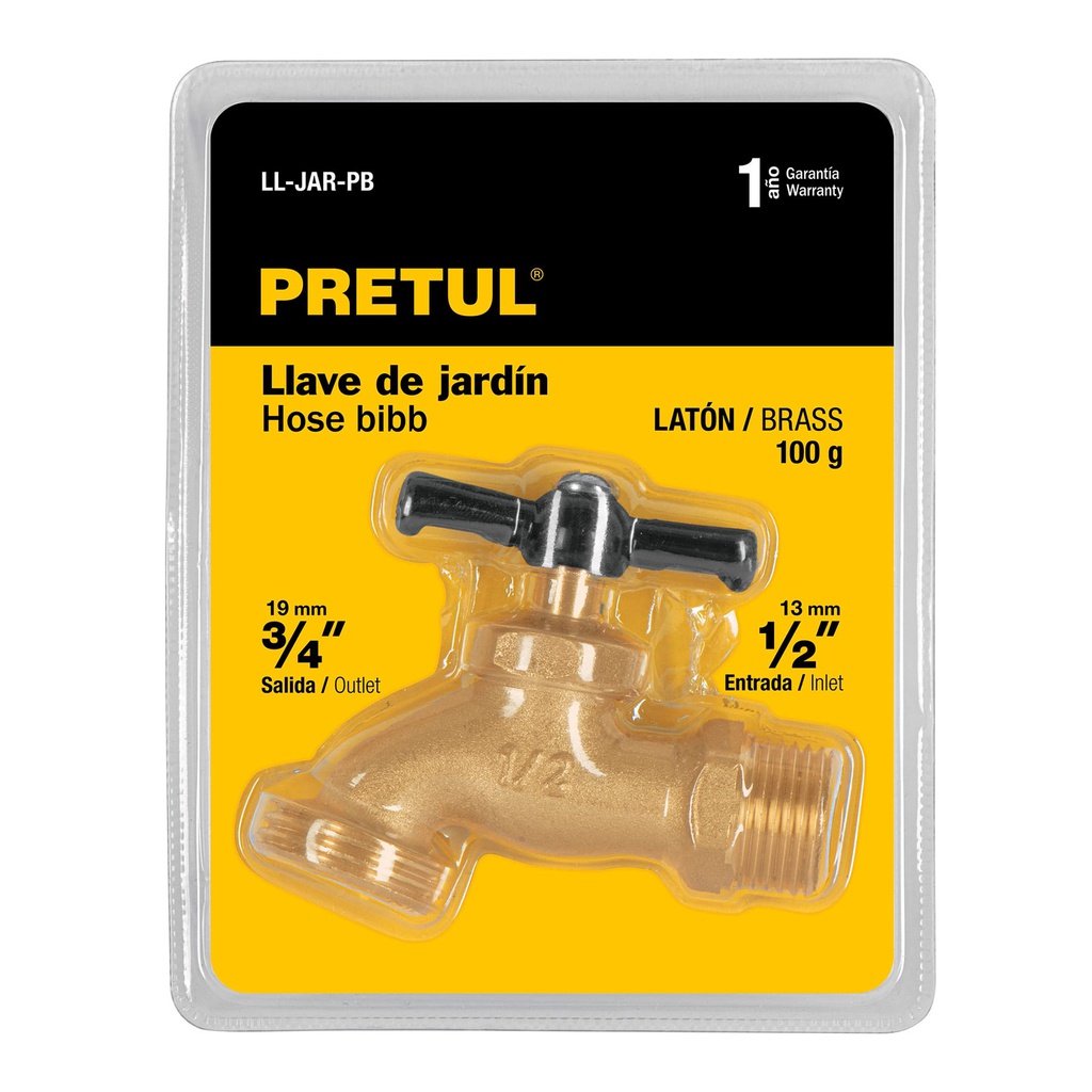 Llave para manguera, de laton 100 g 1/2', en blister, Pretul