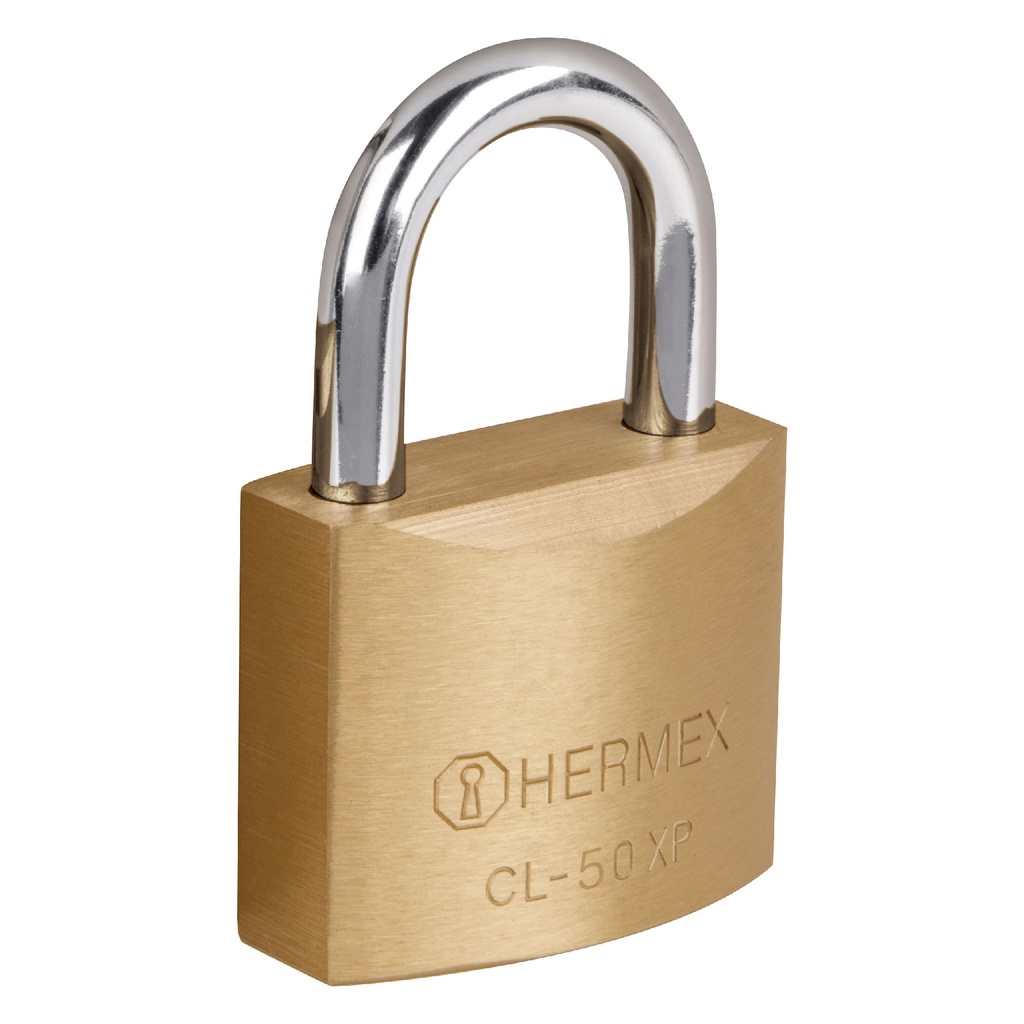 Candado de laton 50 mm llave tetra en blister, Hermex Basic