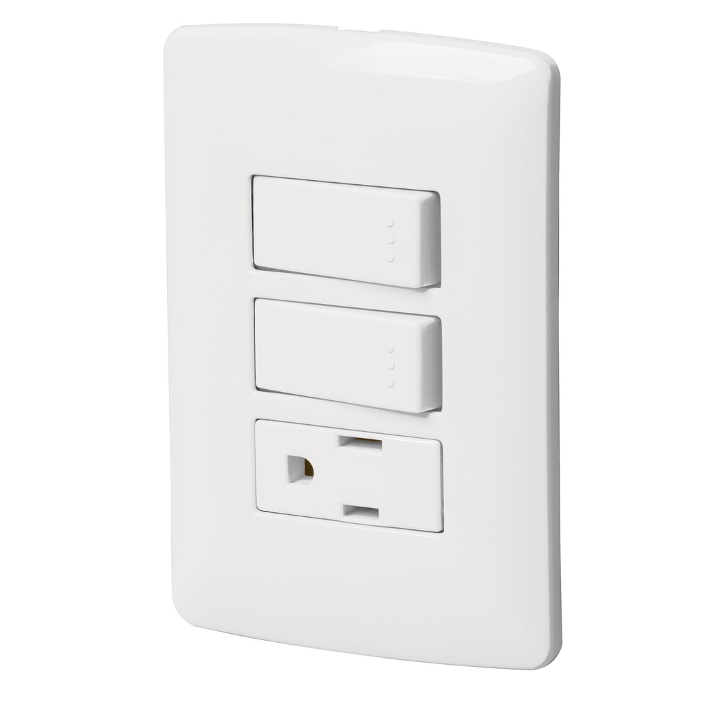 Placa armada contacto 2 interruptores,blanco, linea Italiana