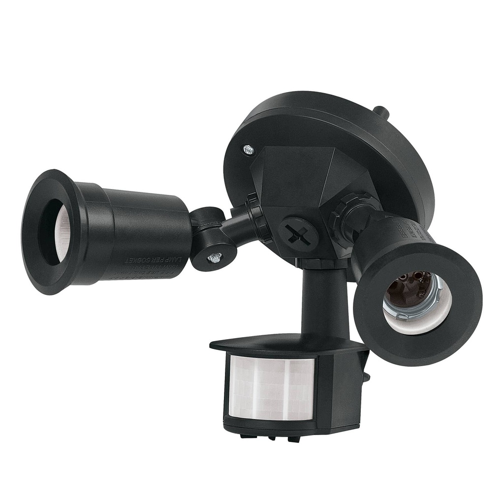 Arbotante negro c/sensor movimiento, lamparas no incluidas
