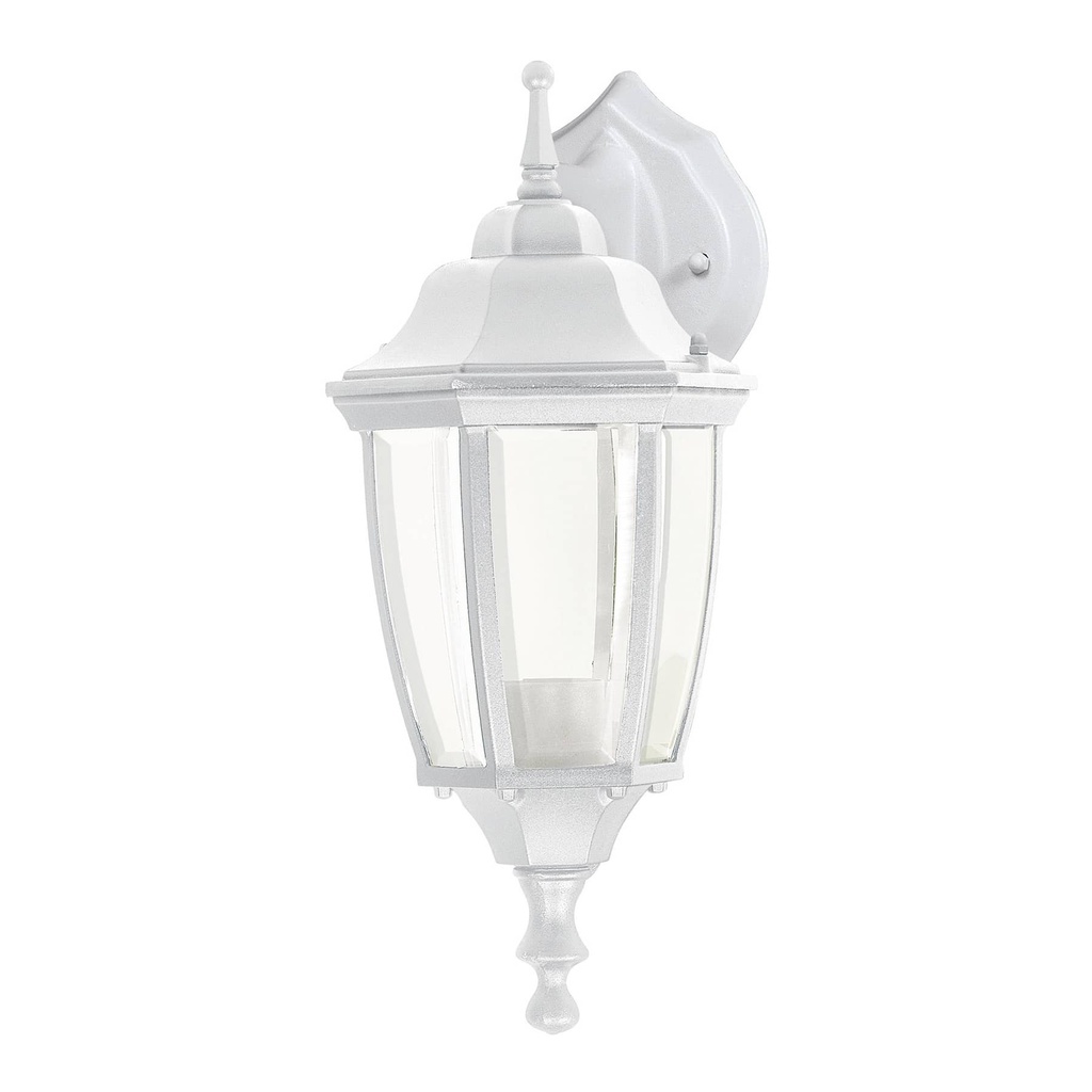 Arbotante tipo farol tradicional suspendido p/exterior, bco.