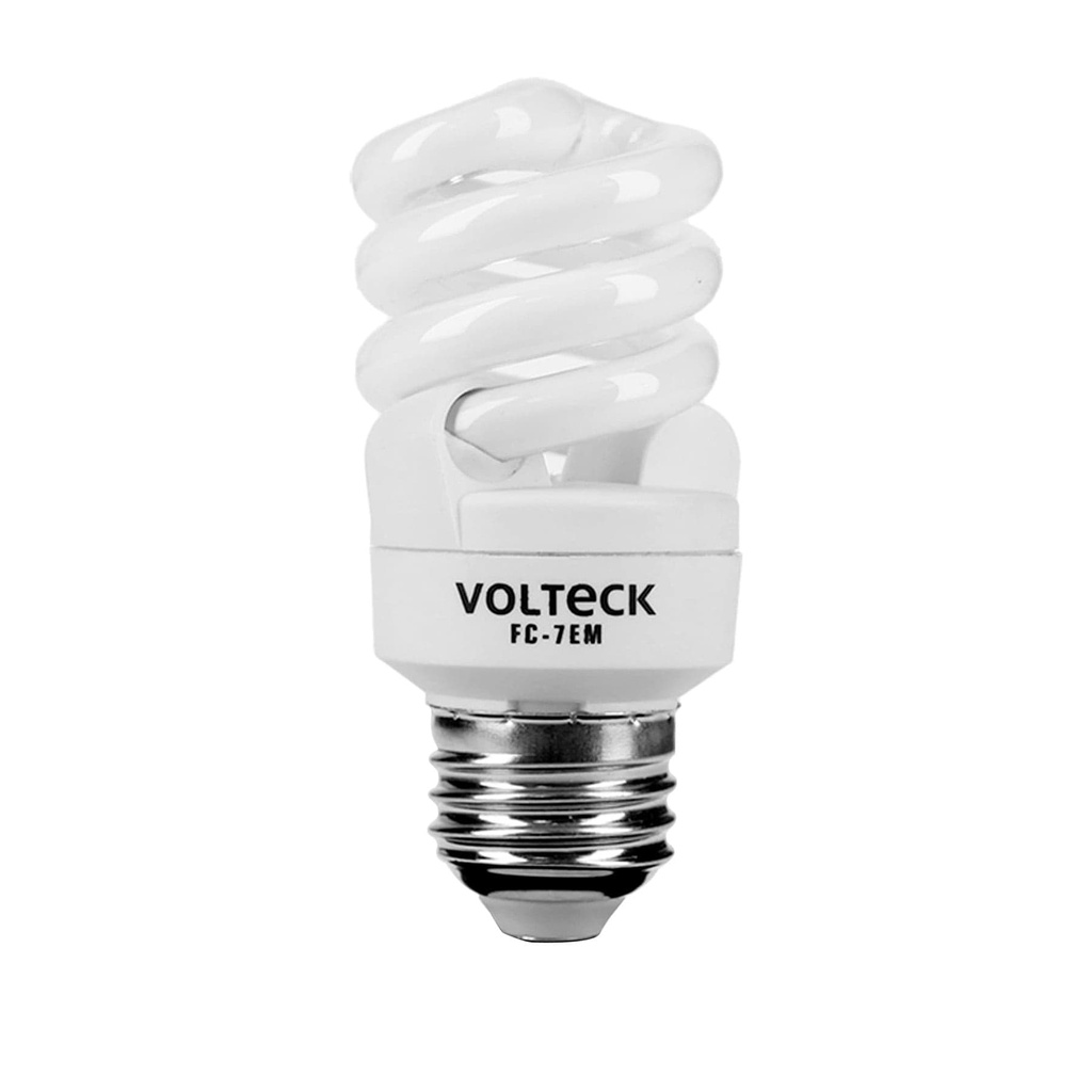 Lampara espiral mini T2 7 W luz calida en blister, Volteck