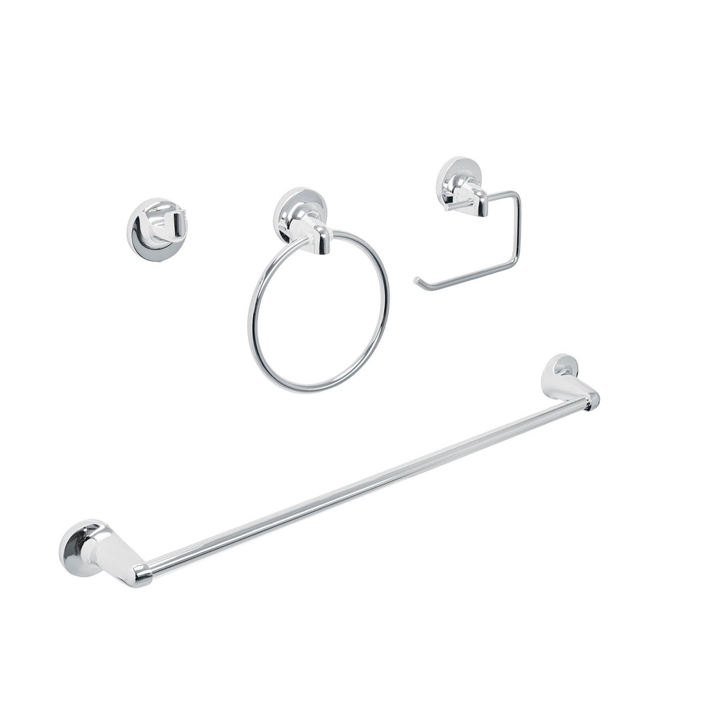 Juego de 4 accesorios para baño metalicos, Foset Aqua